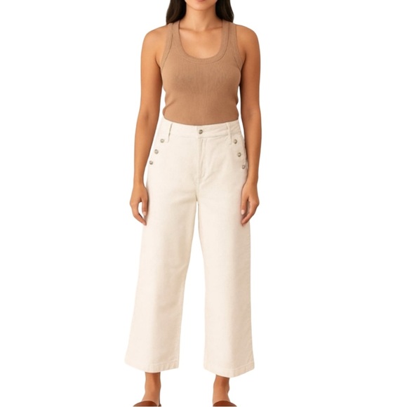 NWT Juicy Couture Marshmellow Corduroy Cropped Wide-Leg Trousers. - Picture 1 of 6